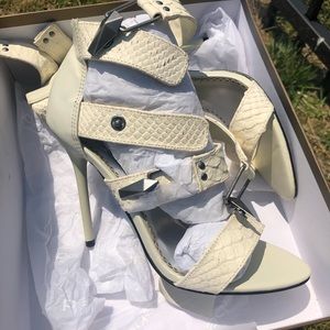 Bebe strapped leather heeled sandal